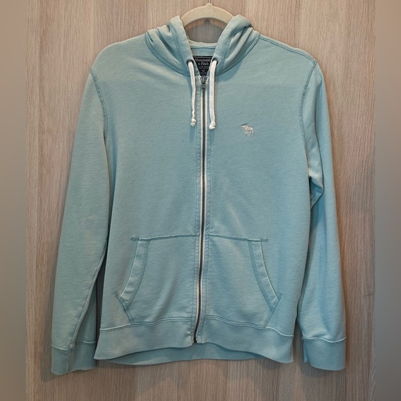 Abercrombie Men’s Boy’s Mint Green Hoodie Zip up Sweatshirt Size XS Cozycore - Picture 1 of 11